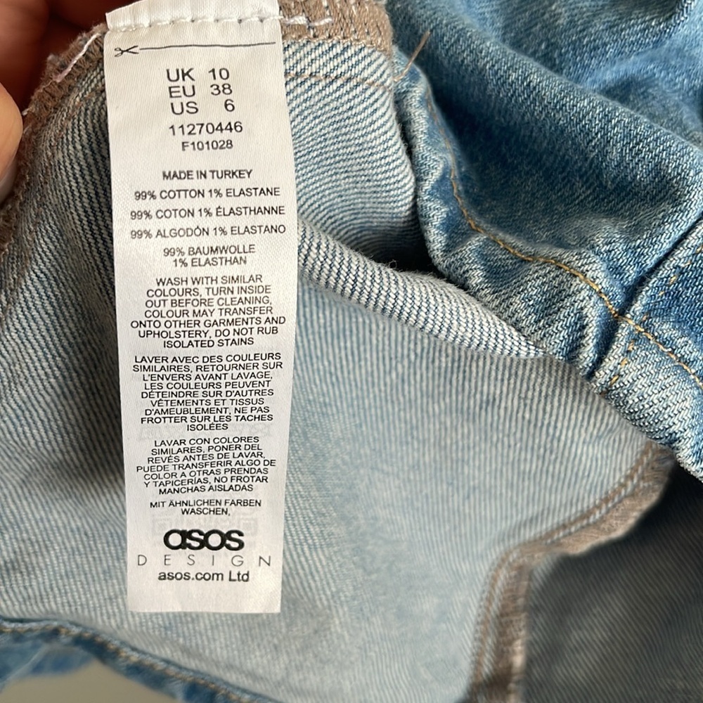 ASOS DESIGN denim fitted shirt dress with short sleeves in midwash Size 6 - Picture 9 of 9